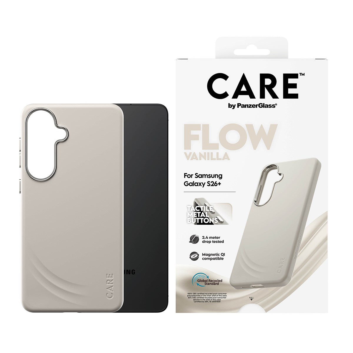 CARE™ by PanzerGlass® Flow Case Vanilla m. Qi Samsung Galaxy S26+